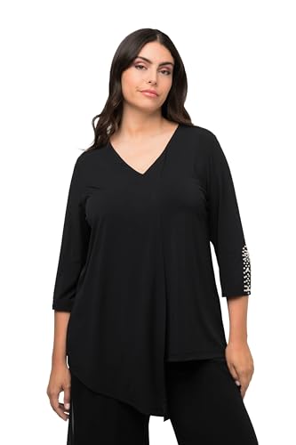 Ulla Popken Damen Asymmetrische Perlendetail am Ärmel Bluse, schwarz, 50-52 von Ulla Popken