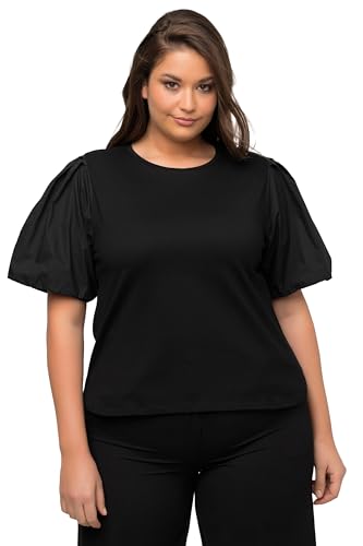 Ulla Popken Damen Ballonärmeln, Halbarm, Classic T-Shirt, Schwarz, 46-48 von Ulla Popken