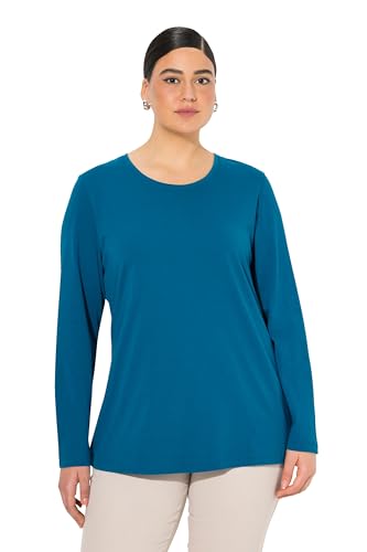 Ulla Popken Damen Basic, Rundhalsausschnitt, Slim, Baumwolle T-Shirt, Blaugrün, 46-48 von Ulla Popken