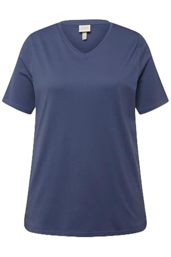Ulla Popken Damen Basic Classic, V-Neck T-Shirt, Tintenblau, 58-60 von Ulla Popken