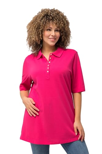Ulla Popken Damen Basic Poloshirt T-Shirt, magentapink, 58-60 von Ulla Popken