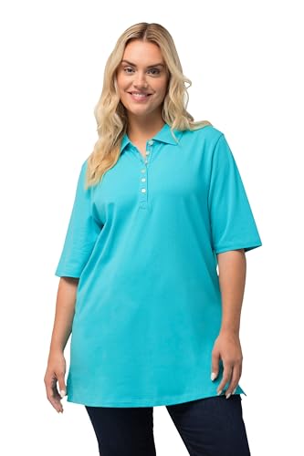 Ulla Popken Damen Basic Poloshirt T-Shirt, tiefes aqua, 66-68 von Ulla Popken