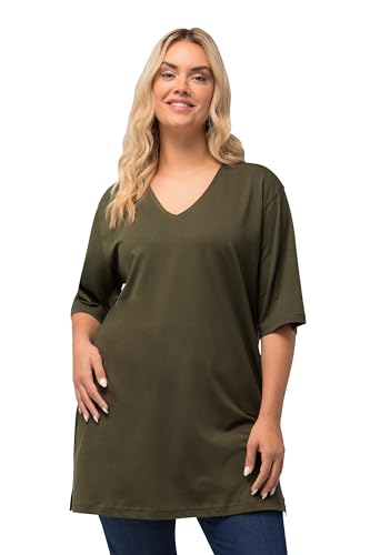 Ulla Popken Damen Basic-v T-Shirt, Wald Grün, 50-52 von Ulla Popken