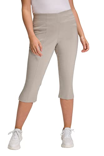 Ulla Popken Damen Bengalin-Capri Hosen, kitt, 42W / 32L von Ulla Popken