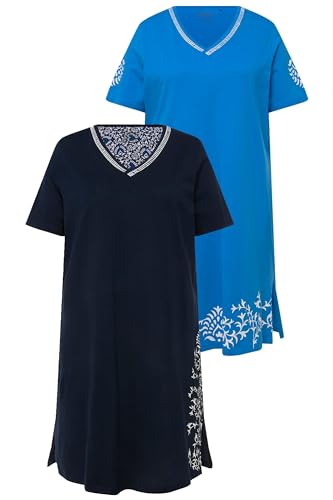 Ulla Popken Damen Bigshirts, 2pcs, Argile Bloom Nachthemd, Strahlendes Blau, 42-44 von Ulla Popken
