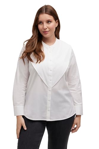 Ulla Popken Damen Blouse With Bib Blusen, Offwhite, 46-48 EU von Ulla Popken