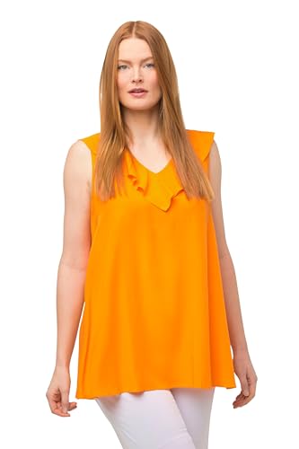 Ulla Popken Damen Blusentop mit Volant Bluse, kräftiges orange, 50-52 von Ulla Popken