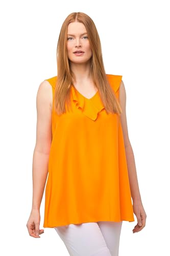 Ulla Popken Damen Blusentop mit Volant Bluse, kräftiges orange, 46-48 von Ulla Popken