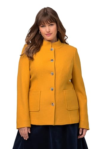 Ulla Popken Damen Boiled Wool Janker mit Schurwolle Blazer, helles senfgelb, 52 von Ulla Popken