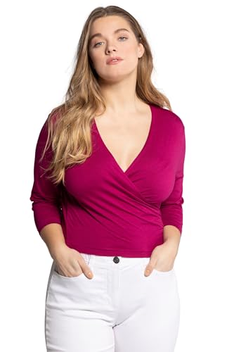 Ulla Popken Damen Bolero, Kurze Jacke, Jersey, 3/4-arm, Saumknoten Shirt-Bolero, Magnolienrot, 54-56 EU von Ulla Popken