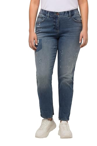 Ulla Popken Damen Boyfriend, Destroy-Effekte, weites Bein, Stretch Jeans, Blue Denim, 56 von Ulla Popken