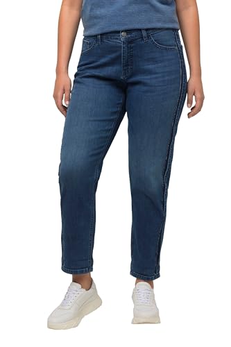 Ulla Popken Damen Boyfriend, offenkantig, weites Bein, recycelt Jeans, Blue Denim, 42 von Ulla Popken