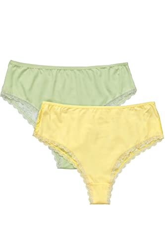 Ulla Popken Damen Brazilslips, 2er-Pack, Spitze, Uni Slips, Multicolor, 50-52 von Ulla Popken