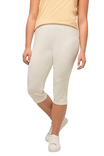 Ulla Popken Damen Capri Leggings with sideslits Hose, Offwhite, 40W / 32L von Ulla Popken