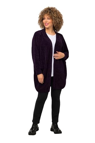 Ulla Popken Damen Chenille, Long Strickjacke, dunkelviolett, 42-44 von Ulla Popken