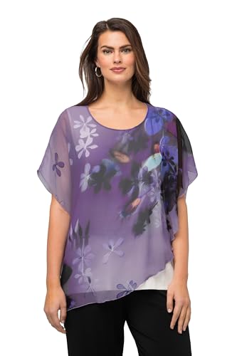 Ulla Popken Damen Chiffonbluse mit Blumendruck Blusen, Lila, 54-56 EU von Ulla Popken