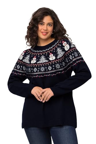 Ulla Popken Damen Christmas-Norweger Muster Pullover, Marine, 58-60 von Ulla Popken