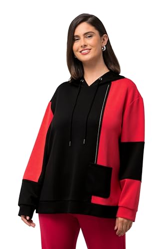 Ulla Popken Damen Colorblocking Sweatshirt, rot, 48-50 von Ulla Popken