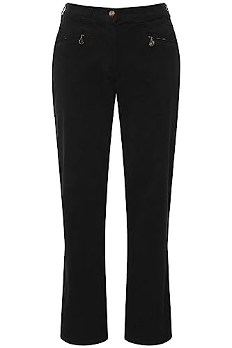 Ulla Popken Damen Cordhose Mony, teilelastischer Bund Hose, schwarz, 46-48 von Ulla Popken