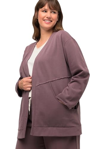 Ulla Popken Damen Cosy Loungewear Sweatjacket Sweatjacken, Dunkles Taupe, 46-48 von Ulla Popken