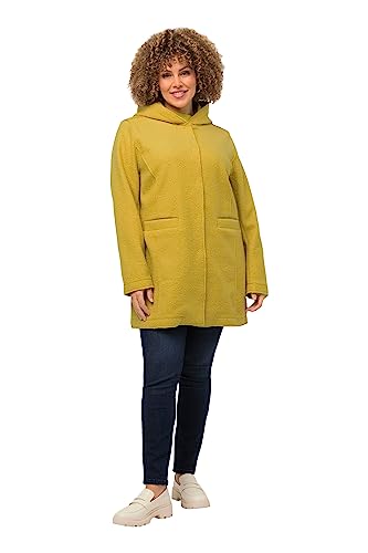 Ulla Popken Damen Curly Wool mit Kapuze Jacke, Gelb, 46-48 Große Größen EU von Ulla Popken