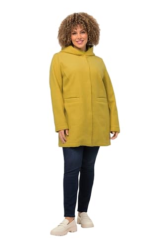 Ulla Popken Damen Curly Wool mit Kapuze Jacke, Gelb, 50-52 Große Größen EU von Ulla Popken