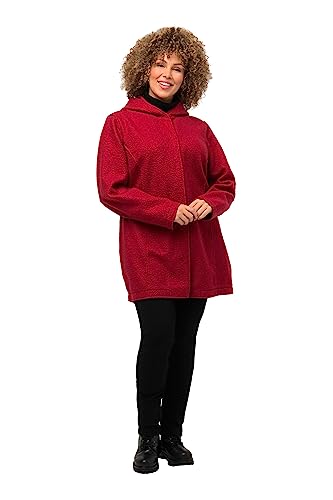 Ulla Popken Damen Curly Wool mit Kapuze Jacke, Rot, 50-52 Große Größen EU von Ulla Popken