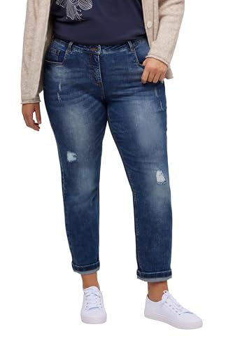 Ulla Popken Damen Destroy Jeans, Dark Blue Denim, 53W / 30L von Ulla Popken