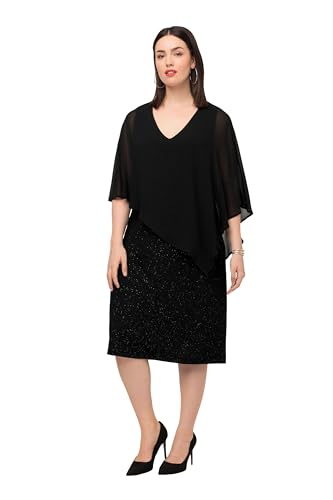 Ulla Popken Damen Doublelayer Chiffon Kleider, schwarz, 46-48 von Ulla Popken