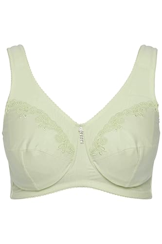 Ulla Popken Damen Entlastungs-BH, ohne Bügel, Strassanhänger, Cup C - G BRA, helles salbei, 100C von Ulla Popken