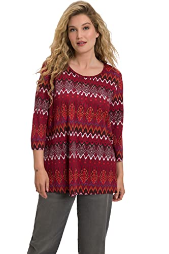 Ulla Popken Damen Fältchenshirt Ethnodruck T Shirt, Braun, 46-48 Große Größen EU von Ulla Popken