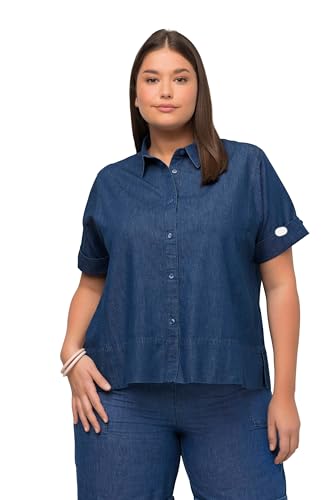 Ulla Popken Damen Fake-Tencel Shirt Blouse Bluse, Blue Denim, 42-44 EU von Ulla Popken