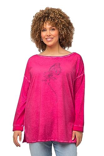 Ulla Popken Damen Flockprint, Oversize T-Shirt, magentapink, 42-44 von Ulla Popken