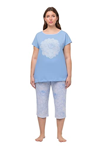 Ulla Popken Damen Pyjama Flowerprint Pyjamaset, Lichtblau, 42-44 von Ulla Popken