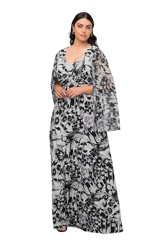 Ulla Popken Damen Flügelärmel und Print Kleider, schwarz, 50-52 von Ulla Popken