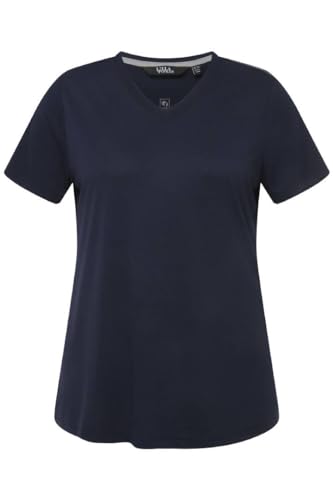 Ulla Popken Damen Funktionsshirt, Antibakteriell, V-Ausschnitt, Halbarm T-Shirt, Marine, 42-44 von Ulla Popken