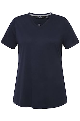 Ulla Popken Damen Funktionsshirt, Antibakteriell, V-Ausschnitt, Halbarm T-Shirt, Marine, 50-52 von Ulla Popken