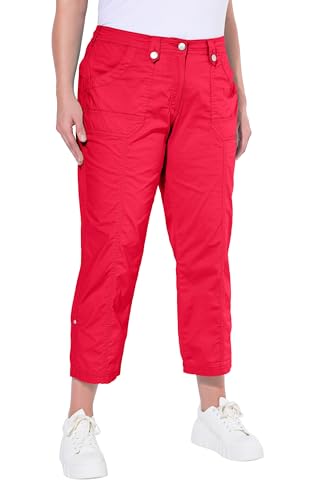 Ulla Popken Damen 7/8-Cargohose PANTS, rot, W40 / L32 von Ulla Popken