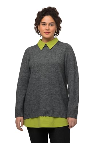 Ulla Popken Damen Hemdkragen Pullover, Asphalt, 42-44 von Ulla Popken