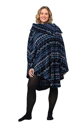 Ulla Popken Damen Homewear-Poncho, Nordic Bademantel, Nachtblau, 50-56 von Ulla Popken