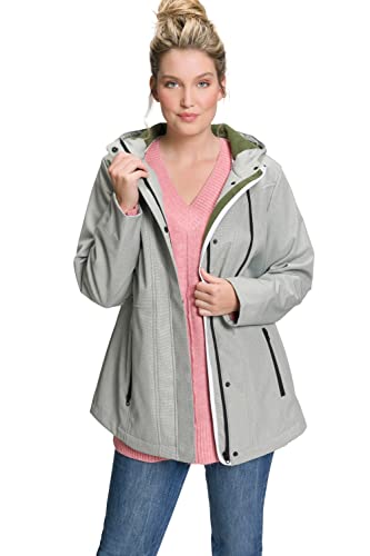 Ulla Popken Damen Hyprar Softshelljacke, Fleecefutter, Wasserabweisend Jacken, Grün, 54 Große Größen EU von Ulla Popken