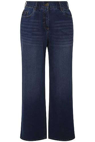 Ulla Popken Damen Jeans Mary, weites Bein, 5-Pocket-Schnitt, Komfortbund, blau, 116 von Ulla Popken