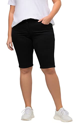 Ulla Popken Damen Jeansbermuda Mandy, 5-Pocket-Form, Komfortbund Hose, schwarz, 36W / 32L von Ulla Popken