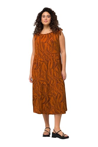 Ulla Popken Damen Jersey Detail am Ausschnitt und Alloverprint 831785 Kleid, Gelb, 50-52 von Ulla Popken