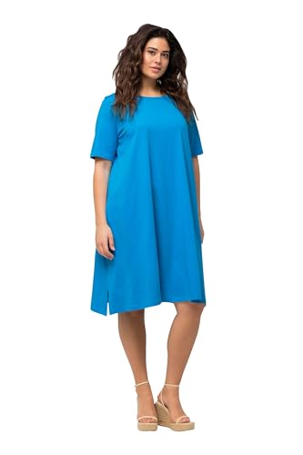 Ulla Popken Damen Jerseykleid, A-Linie, Rundhals, Halbarm, Taschen 819165 Kleid, Blau, 46-48 von Ulla Popken