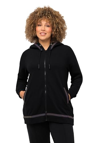 Ulla Popken Damen Kapuze, Reflektor und Einsatz Sweatjacke, schwarz, 42-44 von Ulla Popken