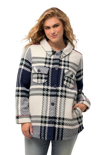 Ulla Popken Damen Karo Jacke, Marine, 54-56 von Ulla Popken