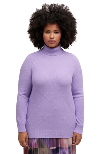 Ulla Popken Damen Karomuster Rollkragen Pullover, Lavendel, 46-48 EU von Ulla Popken