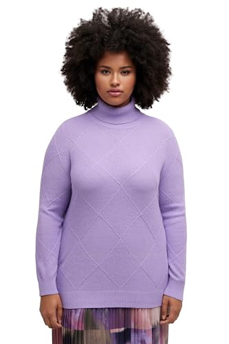 Ulla Popken Damen Karomuster Rollkragen Pullover, Lavendel, 58-60 EU von Ulla Popken