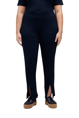 Ulla Popken Damen Kick Flared Legging in Rib Jersey with Slits Hosen, Marine, 50W / 32L von Ulla Popken